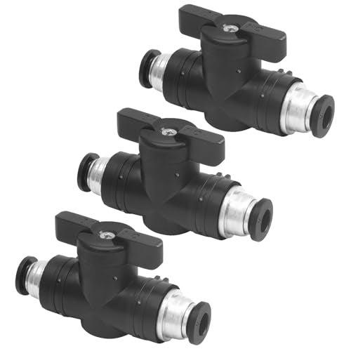 Uenhoy 3 Pcs Pneumatic Ball Valve 6mm OD Push to Connect Fittings Air Flow Control Valve Air Straight Quick Connect Union - Image 1