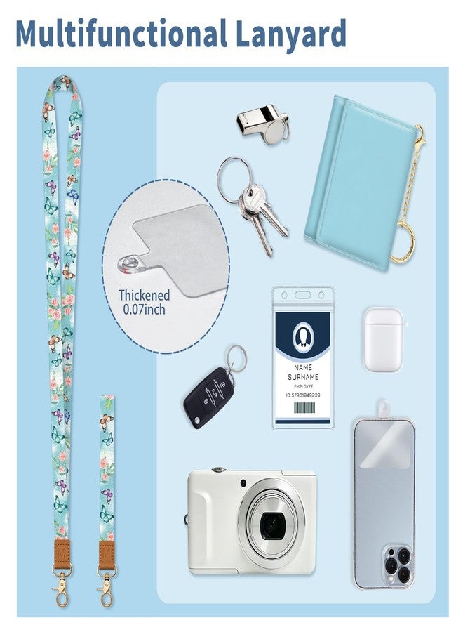 Mavellin Lanyard Wallet with Id Badge Holder, Butterfly RFID Small Keychain Wallet Women Wristlet, Cute Zipper Credit Card Holder Phone Wrist Neck Strap for Key Name Tag, Teacher Student Office Gifts - Image 5