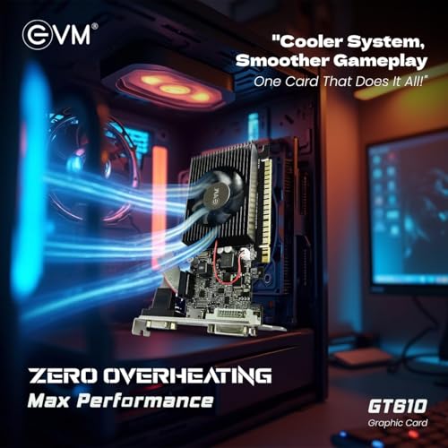 EVM GeForce GT610 Graphics Card GPU | 2GB DDR3 | PCIe 2.0 | HDMI VGA DVI | 1080p Full HD | Heat Sink Fan Cooling | Low Profile | Desktop Compatible | Stable Performance | 3 Year Warranty (EVM-GT610) - Image 4