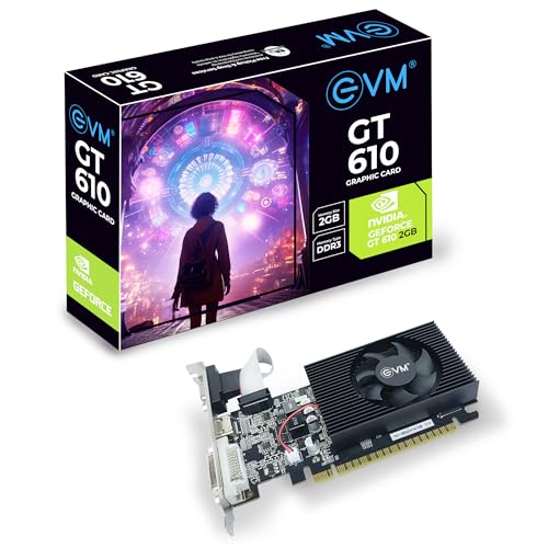 EVM GeForce GT610 Graphics Card GPU | 2GB DDR3 | PCIe 2.0 | HDMI VGA DVI | 1080p Full HD | Heat Sink Fan Cooling | Low Profile | Desktop Compatible | Stable Performance | 3 Year Warranty (EVM-GT610) - Image 1
