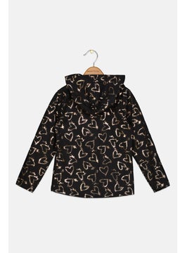 Body Glove Kids Girl Hooded All Over Print Jacket, Black Combo  - Image 2