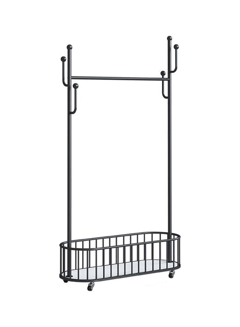 سحابة منظم ملابس ورف معاطف معدني مزود بسلة للاحذية او التخزين - رف ملابس ومعاطف مزود بعجلات لسهولة الحركة والنفل - 173X58X31.5سم - اسود - Image 5