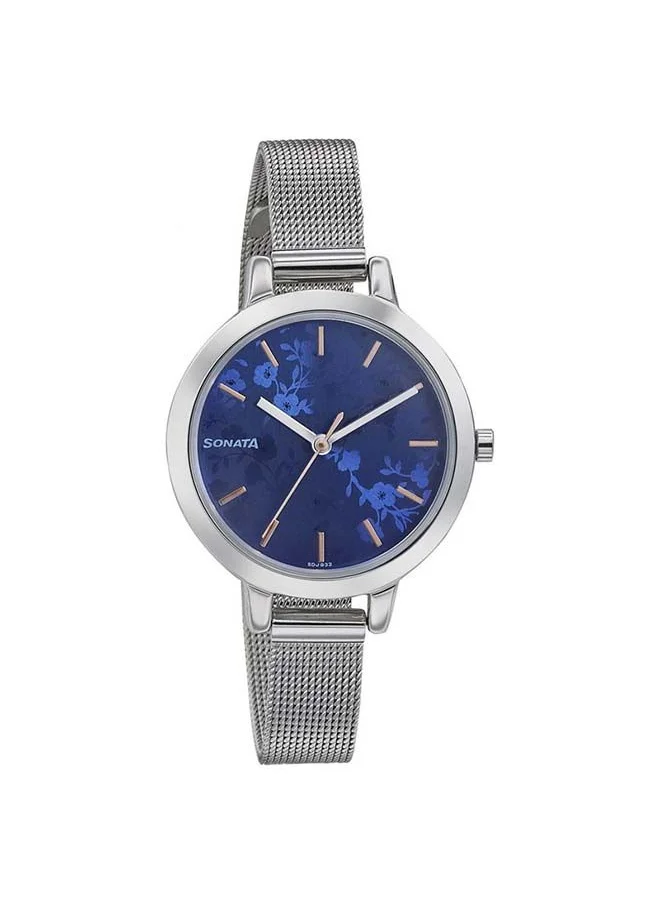 سوناتا Round Shape Stainless Steel Analog Wrist Watch 8141SM10 - 32 mm - Silver