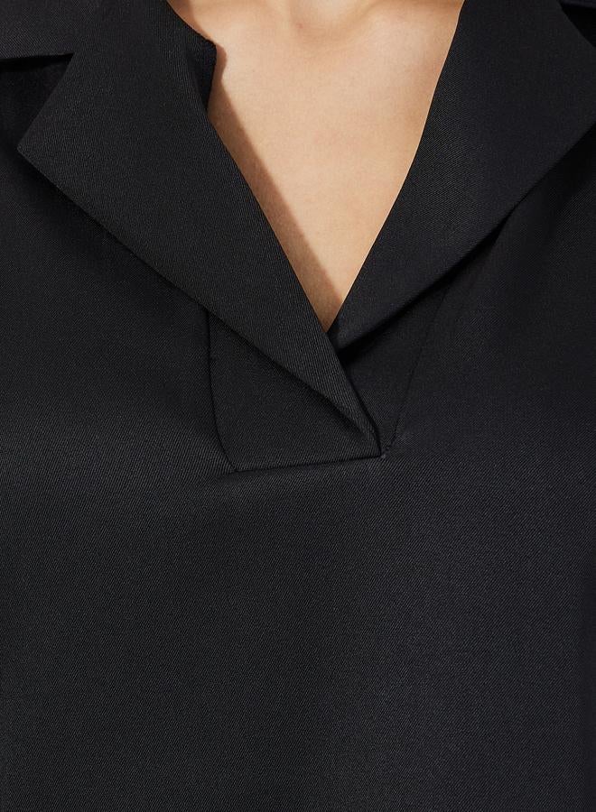Styli Solid Notch Lapel Collar Top - Image 3
