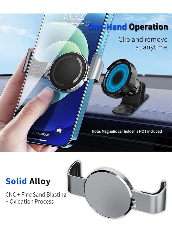 KASTWAVE Metal Phone Clamp For Magnetic Car Mount, Durable Phone Clip For All Magnetic Phone Holder Stand Compatible With Samsung Iphone 12 13 14 Pro Max And More (Sliver) - Image 4