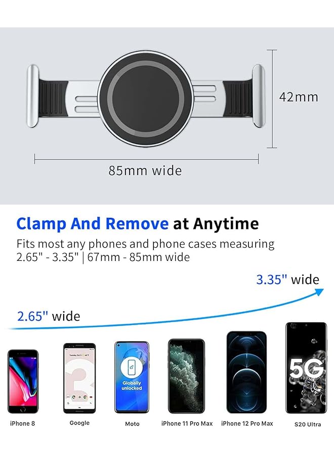 KASTWAVE Metal Phone Clamp For Magnetic Car Mount, Durable Phone Clip For All Magnetic Phone Holder Stand Compatible With Samsung Iphone 12 13 14 Pro Max And More (Sliver) - Image 3