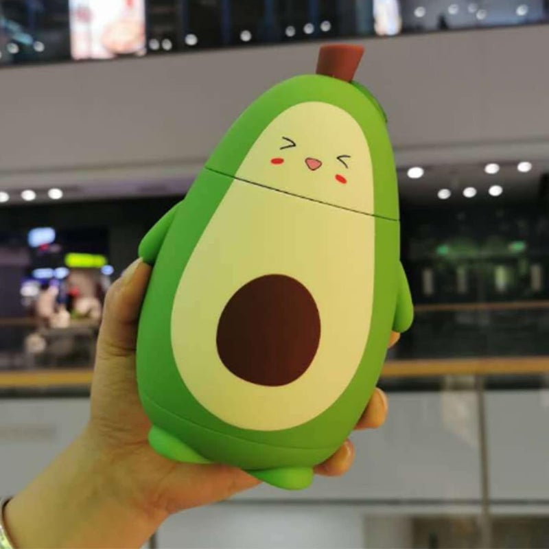 Cartoon Avocado Glass Bottle Portable Double Layer Water Cup for Gifts with Carrying Rope,Compact Lightweight Cute Drinking Cup for Outdoor Activities - Image 1