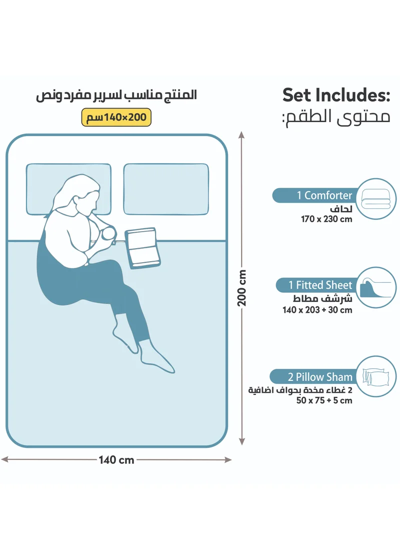 دوناتيلا طقم لحاف خفيف الوزن 4 قطع سرير مفرد مقاس (140 * 200 سم) طقم لحاف سرير صلب مع خياطة اللحف الماسية العادية وملء بديل لأسفل ، رمادي داكن
