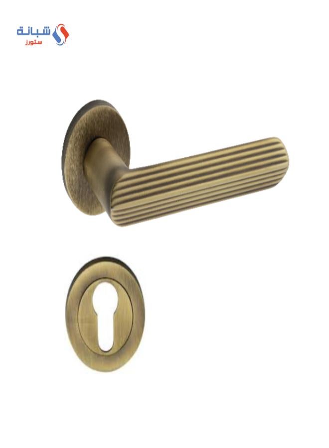 Doganlar Marin Turkish Rosette Cylinder Door Handle Set – Yellow Oxide - Image 1