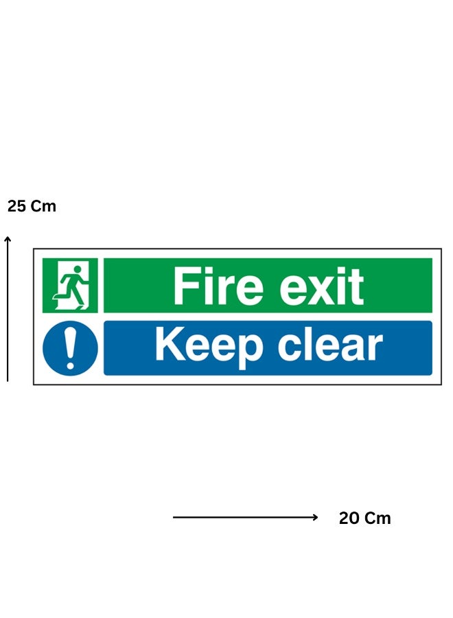 Fire Exit Keep Clear Safety Sign – Emergency Door Instruction Sticker - Image 1