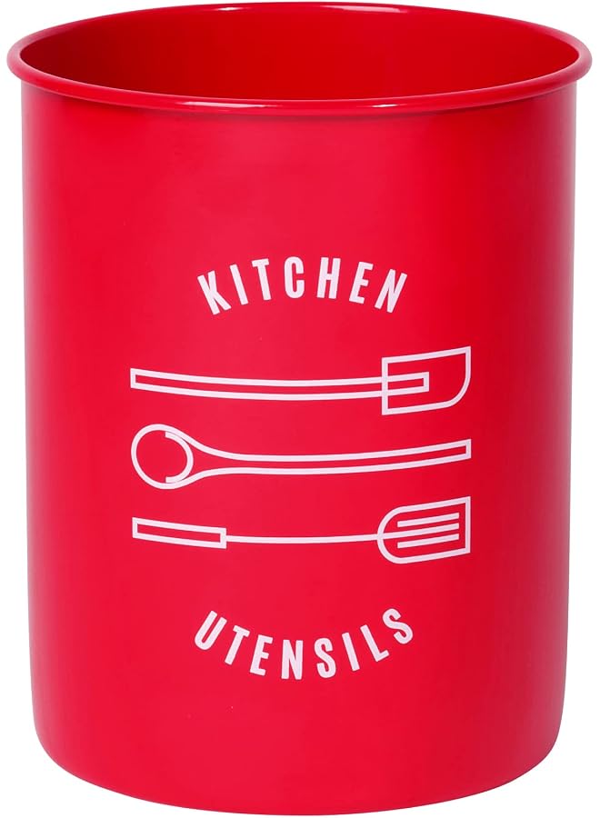 S-TOP Powder-Coated Steel Utensil Crock, Red - Image 1