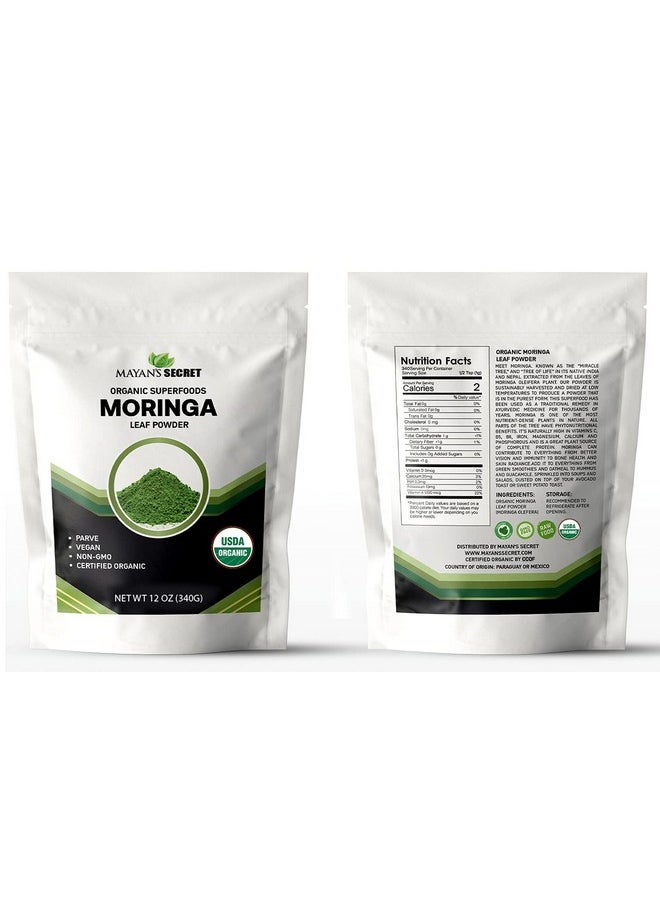 Mayan's Secret Mayan's Secret - Organic Moringa Leaf Powder 12oz Rich in Multi Vitamins and Minerals for Green Drinks and Smoothie, Detox  - Image 2