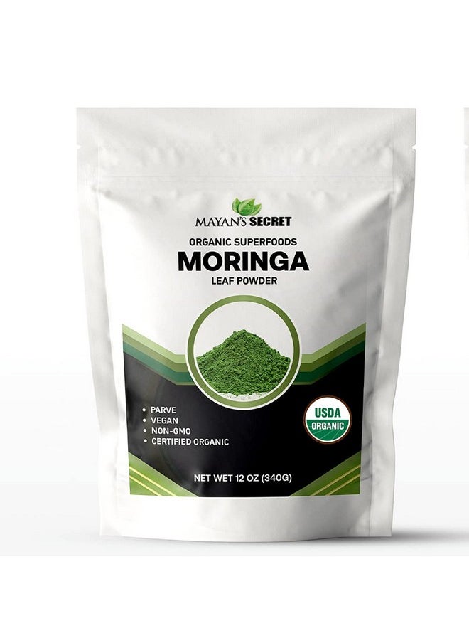 Mayan's Secret Mayan's Secret - Organic Moringa Leaf Powder 12oz Rich in Multi Vitamins and Minerals for Green Drinks and Smoothie, Detox  - Image 1