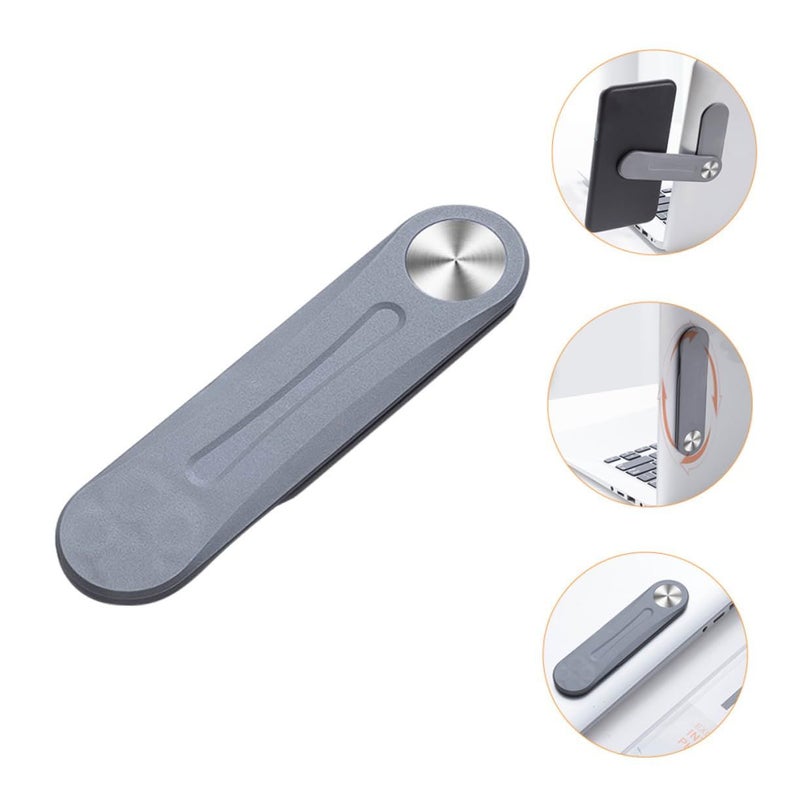 Foldable Phone Stand For Laptop Side Mount Clip Holder Portable Cellphone Bracket Compatible All Smartphones Silver - Image 3