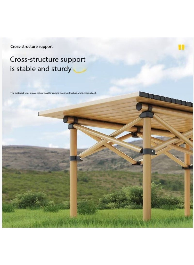 حجم الطاولة 120 سم × 55 سم، 6 كراسي بمقاس 36 × 36 × 58 سم. مجموعة طاولة وكراسي خارجية قابلة للطي، طاولة وكراسي خارجية، طاولة وكراسي تخييم، طاولة وكراسي قابلة للطي، كراسي فناء - Image 5