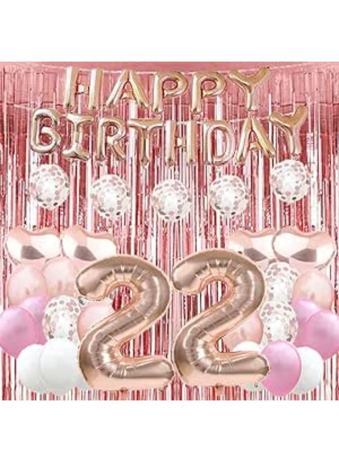Sweet 22th Birthday 22 Balloon 22st Birthday Decorations 22st Balloon Rose Gold Birthday Backdrop Metallic Rose Gold Streamers Rose Gold Birthday Decor for Rose Gold Party Decoratio