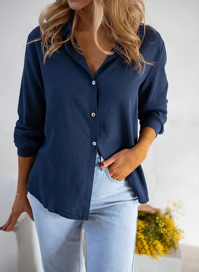 تايك تو قميص بأكمام طويلة وأزرار