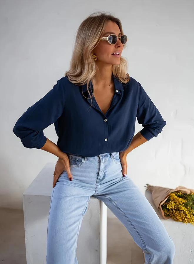 تايك تو قميص بأكمام طويلة وأزرار