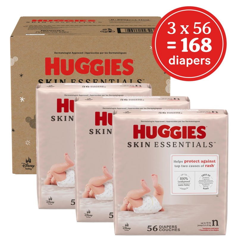 Huggies Size Newborn Diapers, Skin Essentials Baby Diapers, Size Newborn (6-9 lbs), 168 Count - Image 2