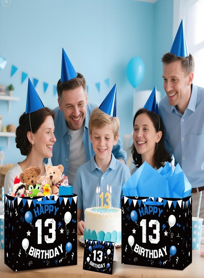 LUUFILx 13th Birthday Gift Bag for Boys Teenager Party Favors Bags Black White Gift Party Favors Bags with Handles for 13th Birthday Decorations - Image 3