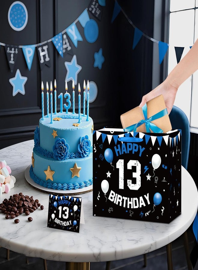 LUUFILx 13th Birthday Gift Bag for Boys Teenager Party Favors Bags Black White Gift Party Favors Bags with Handles for 13th Birthday Decorations - Image 2