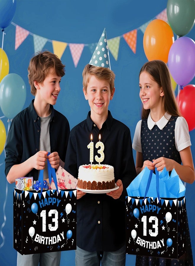 LUUFILx 13th Birthday Gift Bag for Boys Teenager Party Favors Bags Black White Gift Party Favors Bags with Handles for 13th Birthday Decorations - Image 4