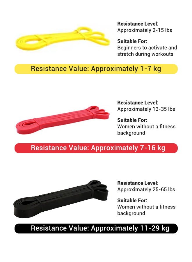 Generic TPE Fitness Resistance Bands Power Training/Pull-up Assist Hip Training Exercise Resistance Bands Pull-up Elastic Rope Set Includes: Yellow + Red + Black [With Storage Bag + Door Anchor] - Image 4