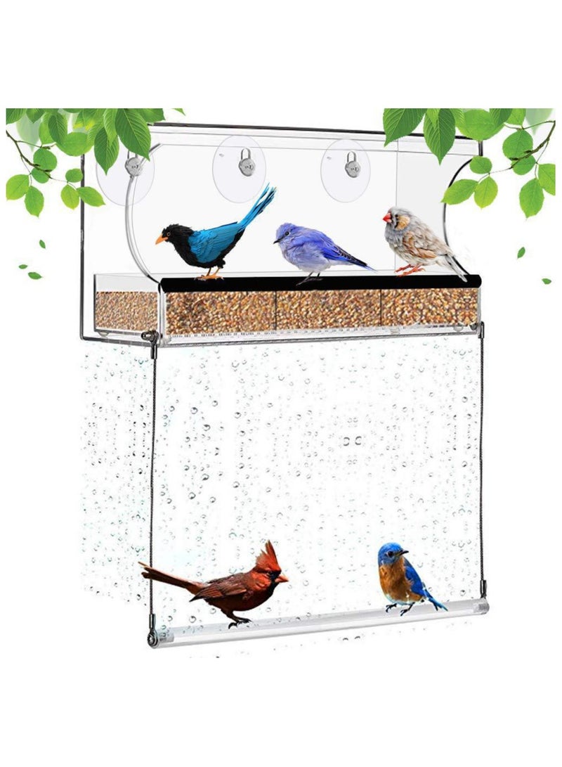 Anna Acrylic Clear Window Outdoor Hanging Bird Feeding Tray - Image 3