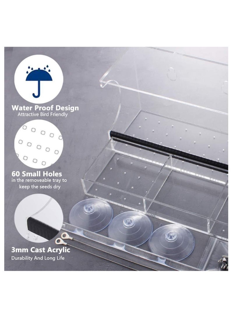 Anna Acrylic Clear Window Outdoor Hanging Bird Feeding Tray - Image 5