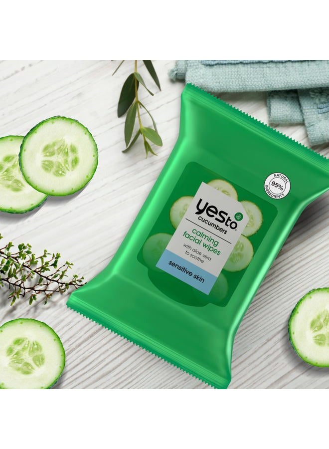 Yes To Face Wipes for Women and Men, Sensitive Facial Cleansing Wipes for use as a Make Up Remover, Cleaning, Soothing, Cucumbers Aloe Vera (Pack of 2) - Image 5
