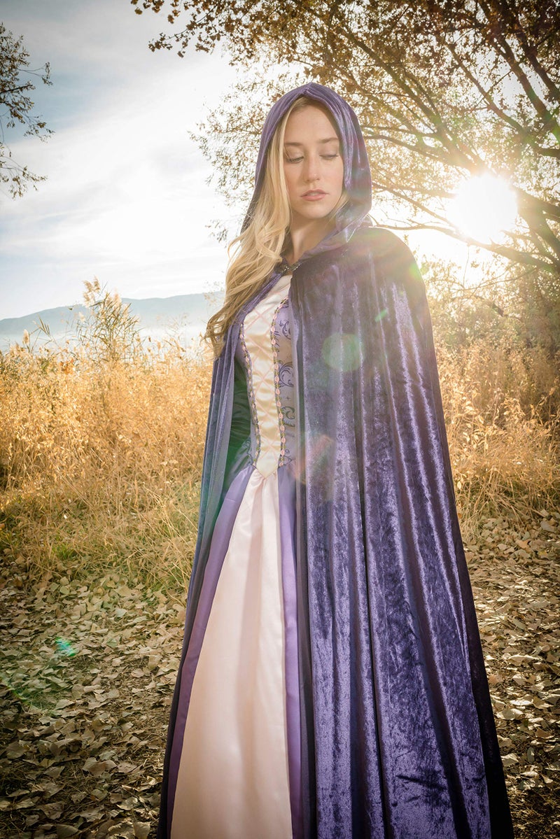 Little Adventures Deluxe Velvet Adult Cloak Cape with Lined Hood (Purple) - Machine Washable Adult Cosplay Dress-Up Cloaks with No Glitter - Image 3