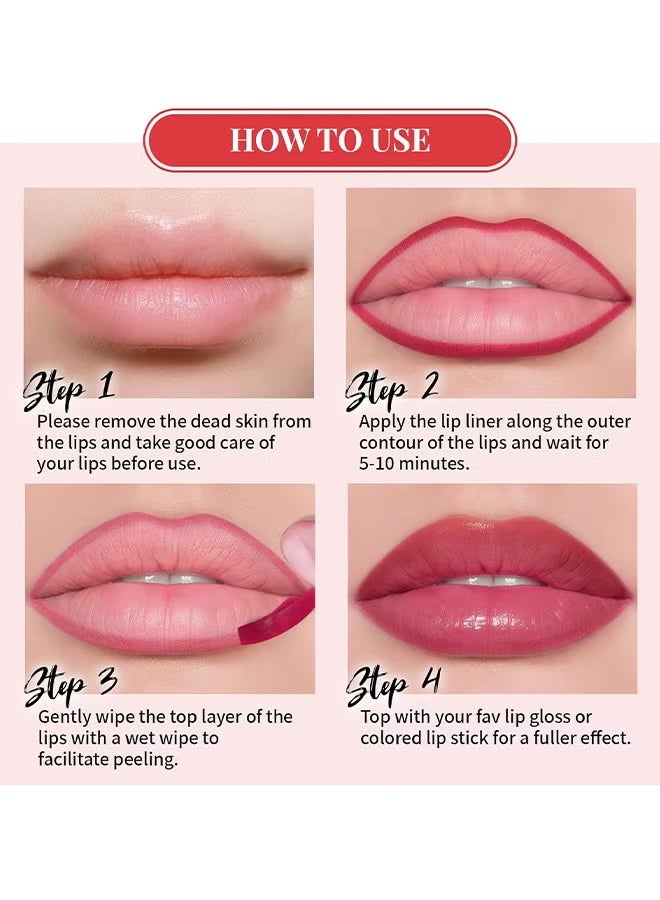 يونج فيجن مجموعة 3 ألوان من أحمر الشفاه القابل للتقشير، لون شفاف طويل الأمد للنساء والفتيات، أحمر شفاه قابل للتقشير بملمس غير لامع، متين، مقاوم للماء، لا ينتقل، ألوان مشبعة للغاية - Image 5