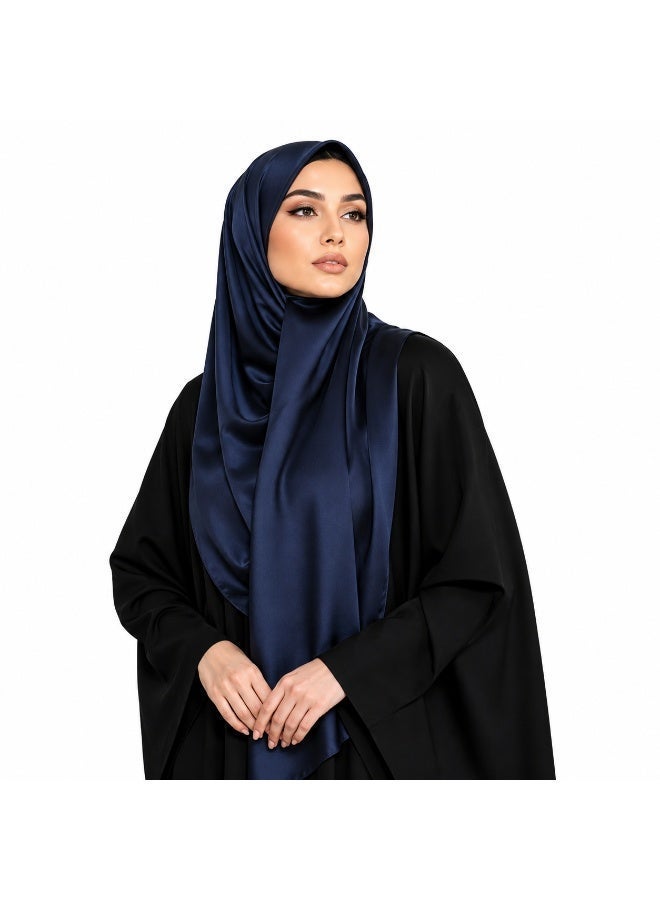 Dubai Style Faux Silk Crinkle Satin Hijab - Medium Stretch Long Headscarf for Women, 170cm - Image 1