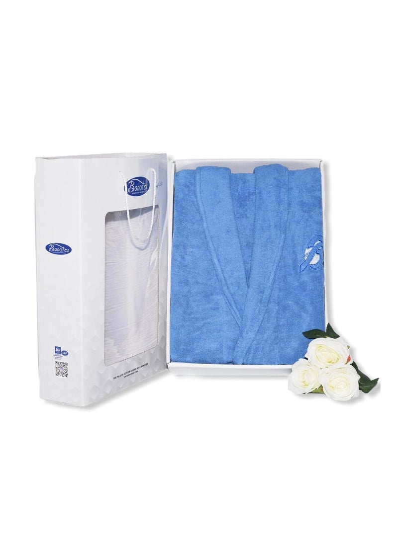 Banotex Unisex Egyptian Cotton Bathrobe With Elbows, Slippers And Waist Belt  - Image 4