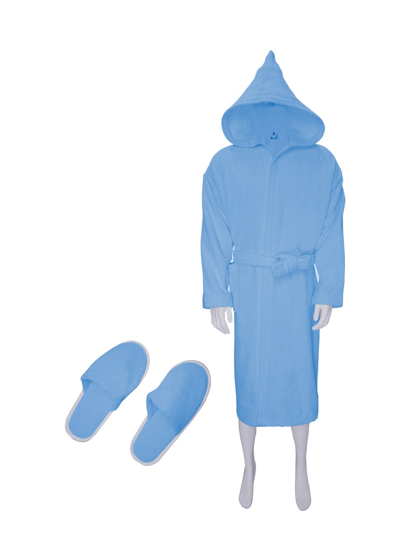Banotex Unisex Egyptian Cotton Bathrobe With Elbows, Slippers And Waist Belt  - Image 1
