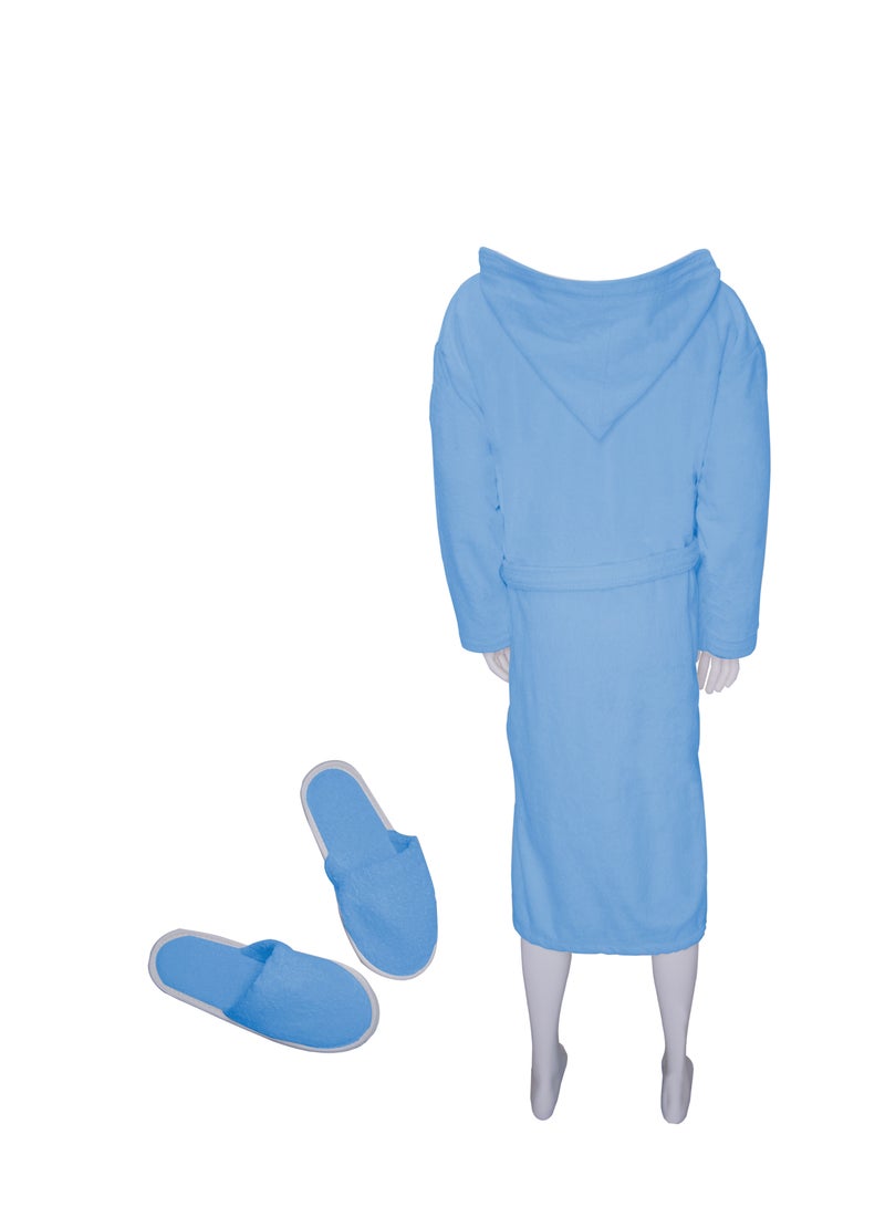 Banotex Unisex Egyptian Cotton Bathrobe With Elbows, Slippers And Waist Belt  - Image 3
