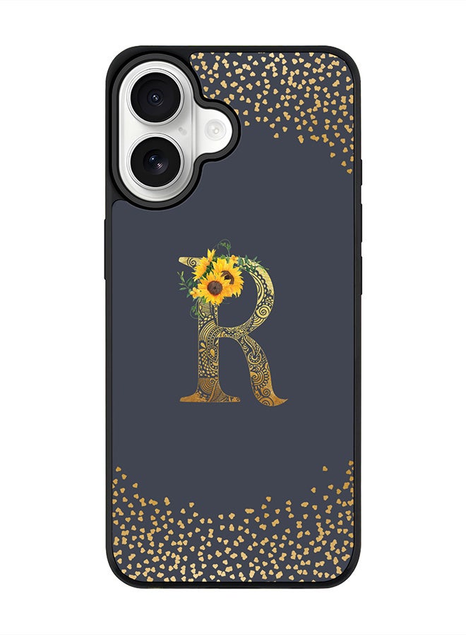 Stylizedd iPhone 17 Case, [Compatible with MagSafe] Slim Magnetic cover Phone Case iPhone 17 -Custom Floral Monogram - R  (Grey ) - Image 1