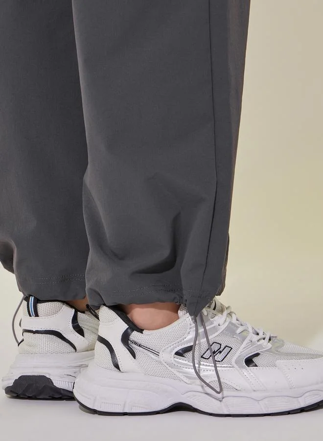 تايك تو Solid Straight Leg Drawstring Hem Cargo Pants