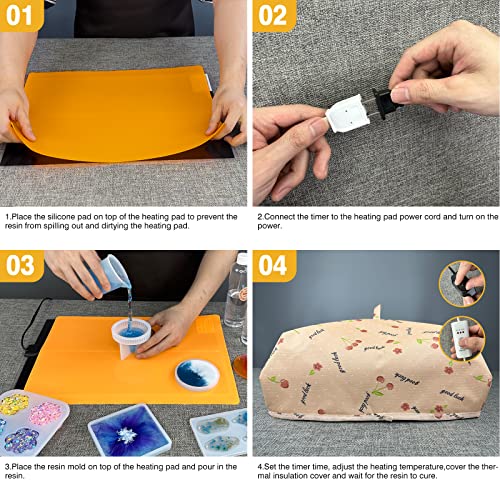 akisey Resin Molds Heating Mat Kit 26PCS: Epoxy Resin Curing Machine for Resin Molds Shorten Curing Time, Crafts w/Resin Drying Pad Silicone Mat Cover Timer Resin Supplies for DIY Lovers - Image 5