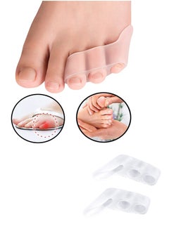 MIKO 2 Piece Pinky Gel Toe Separators, 3-Holes Toe Separators for Overlapping Toe,Toe Straightener Toe Correctors and Protect  - Image 1