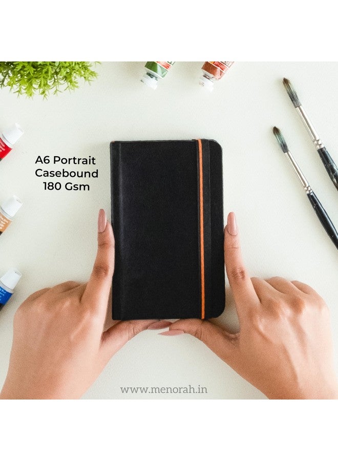 MENORAH - Sketchbooks for Artists-A6-180 GSM- (PACK of 2 Combo )Pocket Size Sketchbook-(100 Pages/50 Sheets)-Drawing Book for Artists-(Size Landscape SKetchbook 10.5 cm x 14.8 cm & Portrait Sketchbook 14.8 cm x 10.5 cm)-Completely Handmade-COMBO- BLACK - Image 2