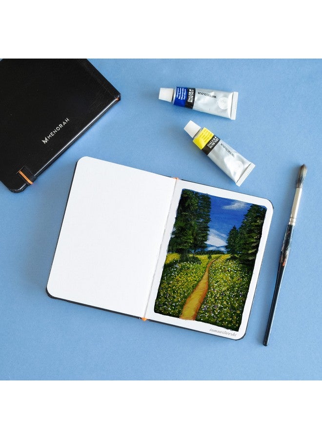 MENORAH - Sketchbooks for Artists-A6-180 GSM- (PACK of 2 Combo )Pocket Size Sketchbook-(100 Pages/50 Sheets)-Drawing Book for Artists-(Size Landscape SKetchbook 10.5 cm x 14.8 cm & Portrait Sketchbook 14.8 cm x 10.5 cm)-Completely Handmade-COMBO- BLACK - Image 5