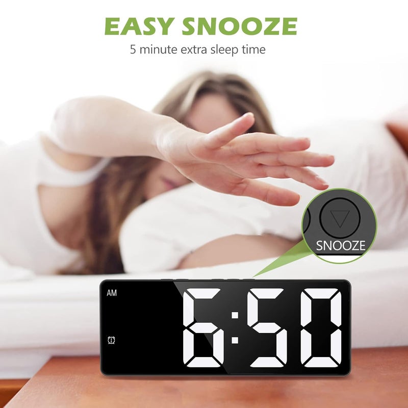 KeeKit Digital Alarm Clock LED Alarm Clock with 65in Large Display Upgraded LED Desktop Clock with USB Port for Charging Snooze Function 3 Adjustable Brightness for Bedroom Home Office - Image 4