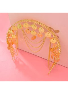 Idealway Girls Belly Dance Hair Hoop Indian Gold Plated Dance Headband Tribal Headband with Chain and Coin Ornaments  - Image 4