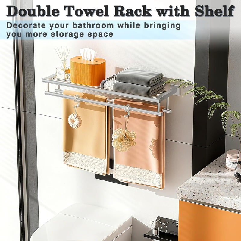 Alise Towel Rack,Towel Holder Towel Shelf with Double Towel Bars for Bathroom Lavatory,SUS 304 Stainless Steel Wall Mount Towel Hanger Storage,20 Inch Brushed Nickel,GZ8050-LS - Image 3