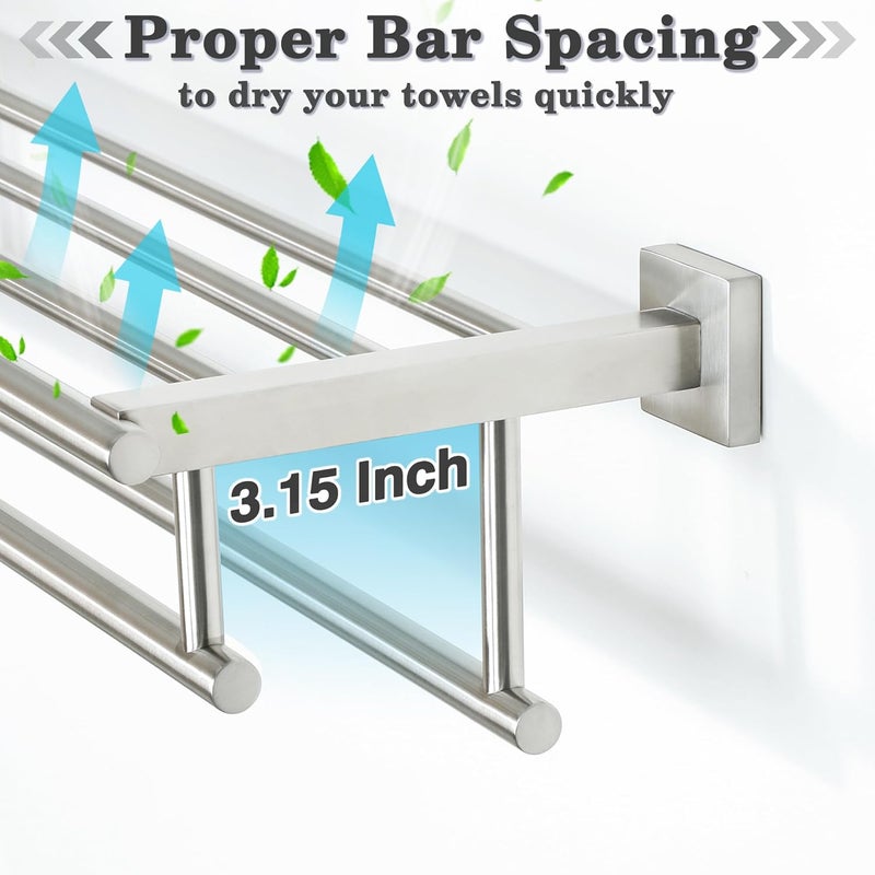Alise Towel Rack,Towel Holder Towel Shelf with Double Towel Bars for Bathroom Lavatory,SUS 304 Stainless Steel Wall Mount Towel Hanger Storage,20 Inch Brushed Nickel,GZ8050-LS - Image 5