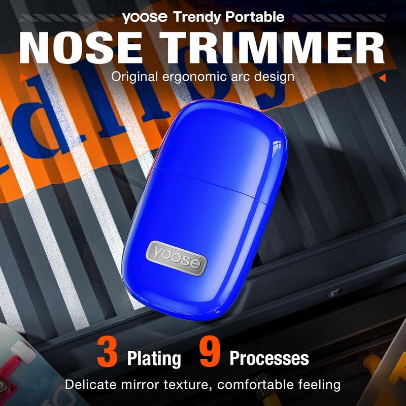 yoose Nose Trimmer, Portable Alloy Nose Hair Trimmer for Men Women, Rechargeable, Washable Nose Trimmer, Detachable Head, Easy to Clean, Travel Size, Dual Edged Blades, Painless Trimming, Blue - Image 2
