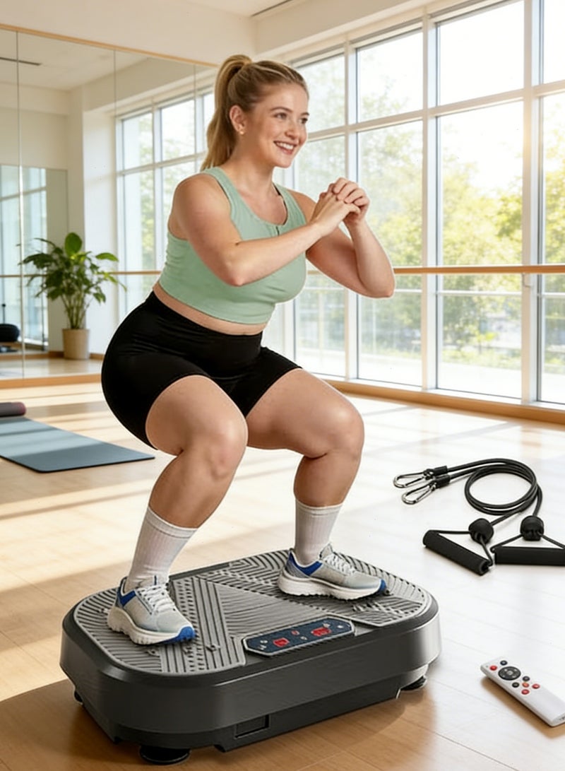 Yoawllty Vibration Plates, Vibration Fitness Exercise Machine for Lymphatic Drainage, Full Body Shaker Workout Vibrate Stand with 2 Resistance Bands,330lb Max Load for Home Use - Image 1