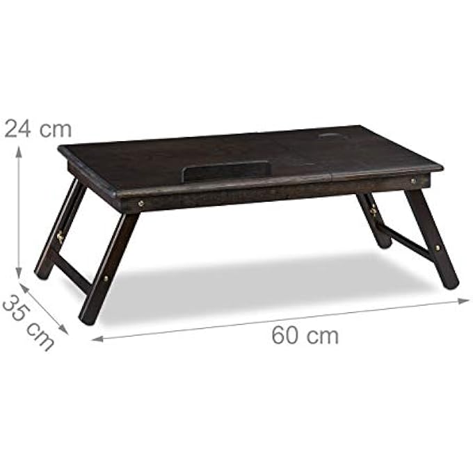 Relaxdays BAMBOO TABLE, HEIGHT-ADJUSTABLE LAPTOP STAND FOR BED AND COUCH, WITH DRAWER, BROWN, HWD: 24X60X35CM - Image 3