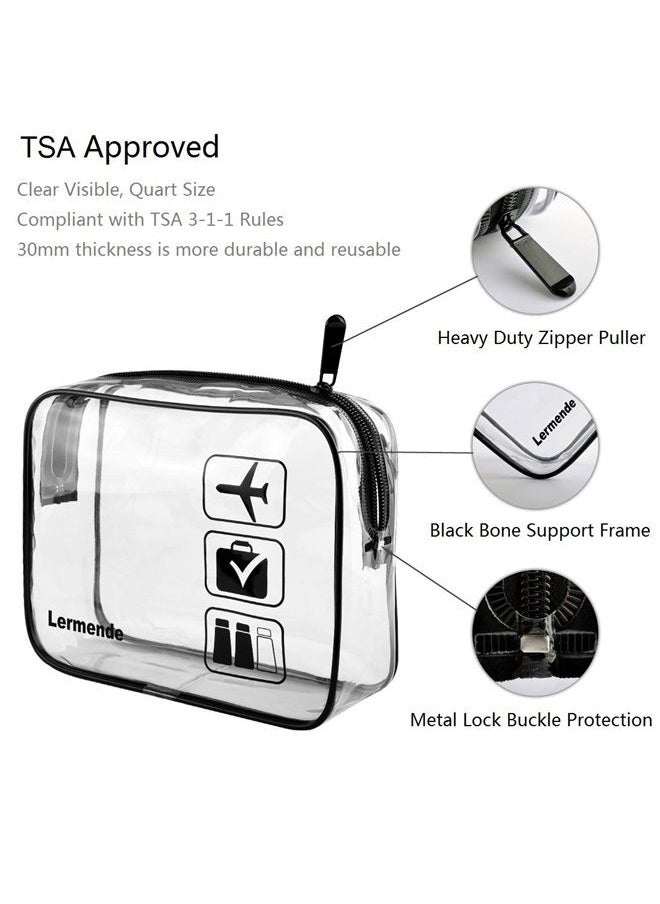 Lermende - 3pcs TSA Approved Toiletry Bag with Zipper Travel Luggage Pouch Carry On Clear Airport Airline Compliant Bag Travel Cosmetic Makeup Bags for Men Women - Black - Image 1